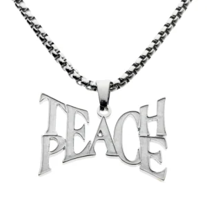 TEACH PEACE Hip Hop Rapper Pendant Chain Necklace